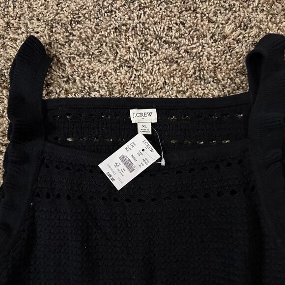 NWT J. Crew Factory Black Ruffle Knit Tank Size XL - Picture 2 of 2